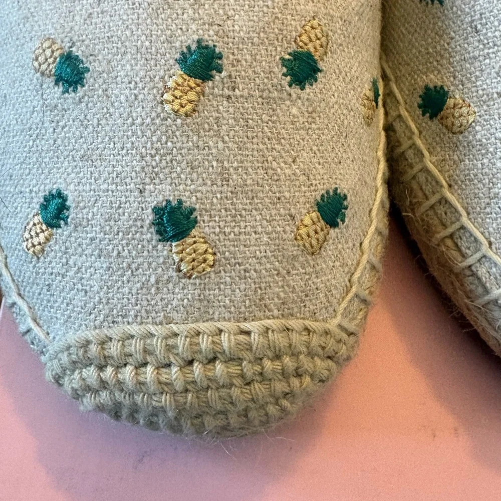 Kate Spade Pineapple Embroidered Espadrille Slides - Natural/Green - Picture 2 of 4